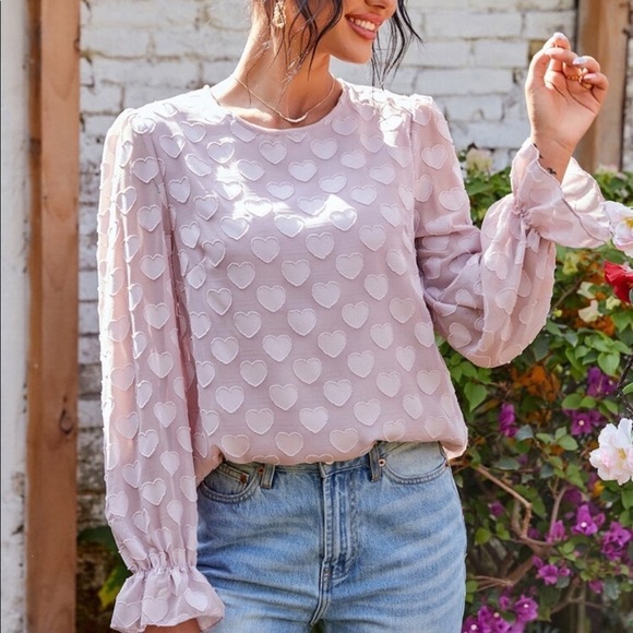 SHEIN Tops - SHEIN Blush Heart Blouse!